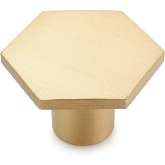 Ilovemilan - Set of 10 Door Knobs Solid Pure Brass Cabinet Knob for Cupboards, Drawer and Cabinet Gold Hexagon 34mm