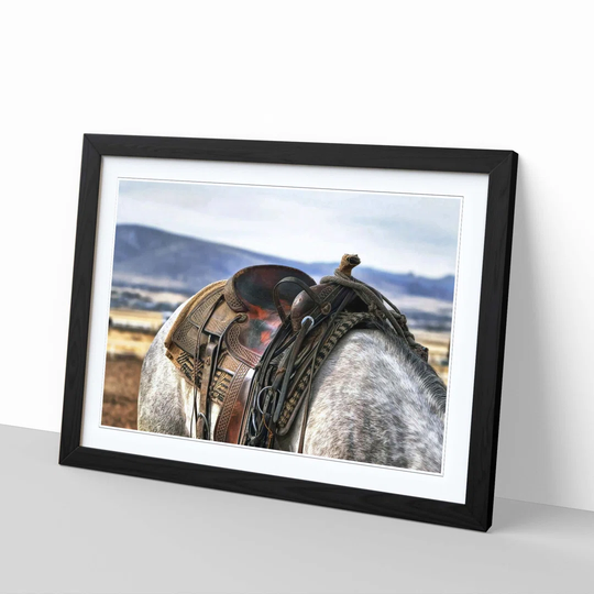 'Horse Back Saddle' Framed Photographic Print