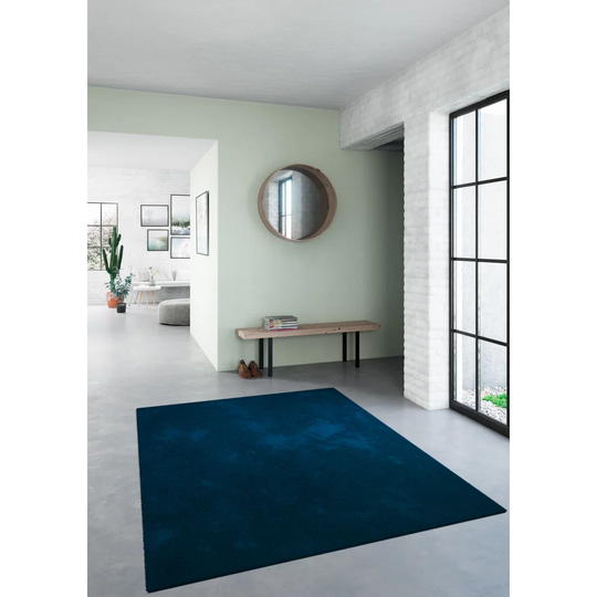 Alja Machine Washable Silky Tufted Navy Blue Rug