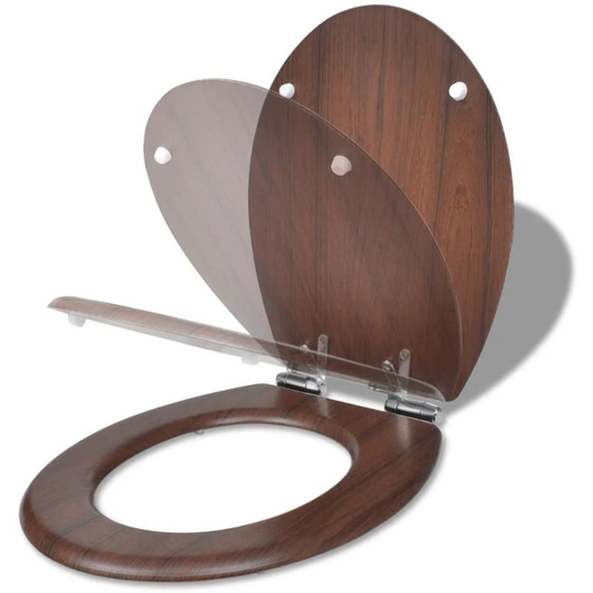 Wc Toilet Seat mdf Soft Close Lid Simple Design Brown VD03712 - Hommoo