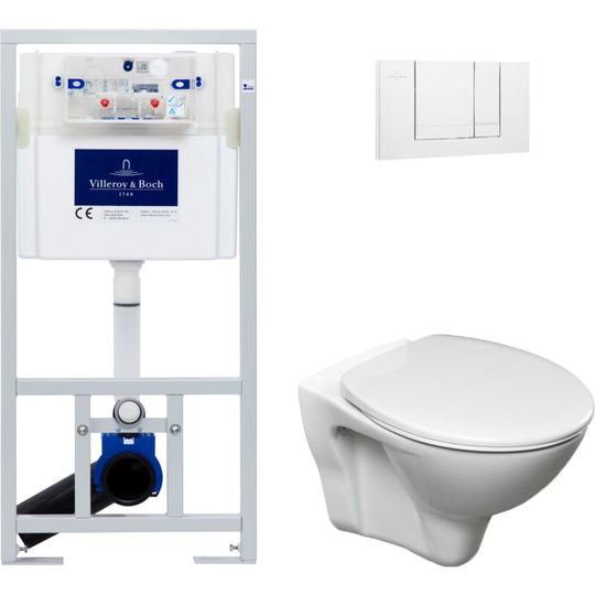 Toilet set Viconnect Cistern Frame + Cersanit S-Line Pro Bowl + Toilet Seat + White flush Plate (ViConnectS-LinePro-2) - Villeroy&boch
