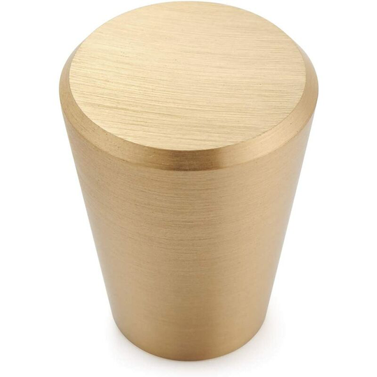 Set of 10 Solid Pure Brass Door Knobs for Cabinets, Drawers and Cupboards Gold 20mm Taper