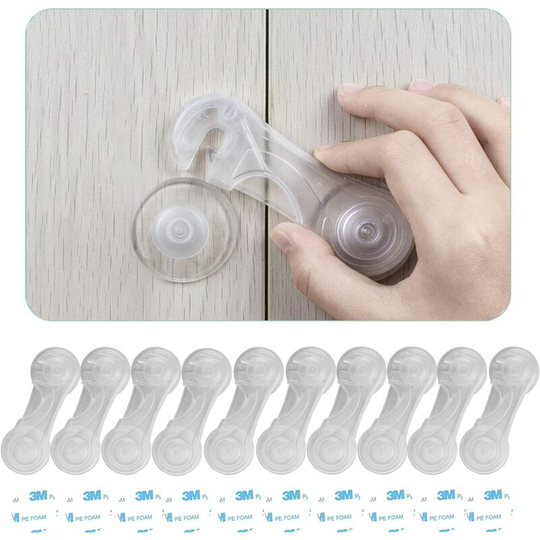 Sunflowergb - 10 Pack Child Safety Cabinet Locks - Baby Safety Locks for Drawers, Toilet Seat, Fridge, Oven, with 10 Extra 3M Adhesives (Clear)