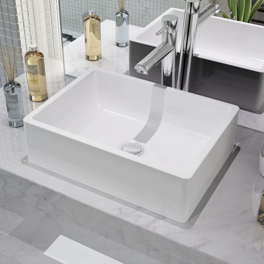 Basin Ceramic White 41x30x12 cm VD04463 - Hommoo