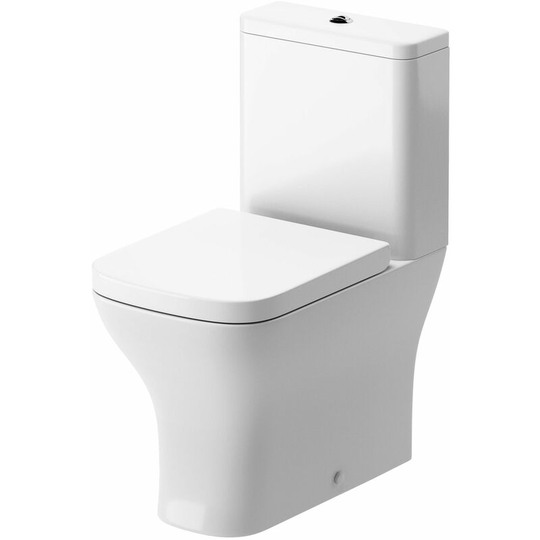 Signature - Aztec Close Coupled Back to Wall Toilet with Push Button Cistern - Soft Close Seat