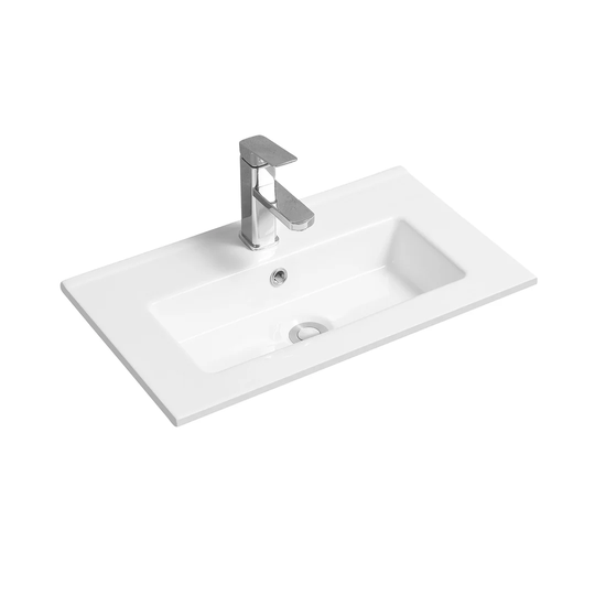 Thin-Edge Ceramic 61Cm Narrow Inset Basin With Rectangular Bowl in , 61cm H x 36cm W x 13.5cm L