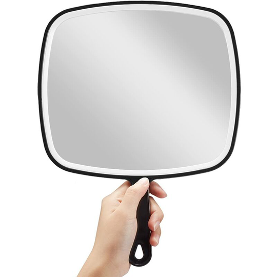 Hand Mirror, Extra Large Black Handheld Mirror with Handle, 9' w x 12.4' l