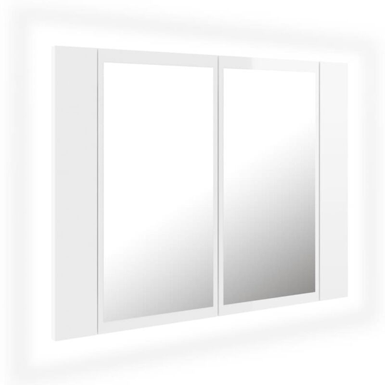 LED Bathroom Mirror Cabinet High Gloss White 60x12x45 cm Acrylic vidaXL - White