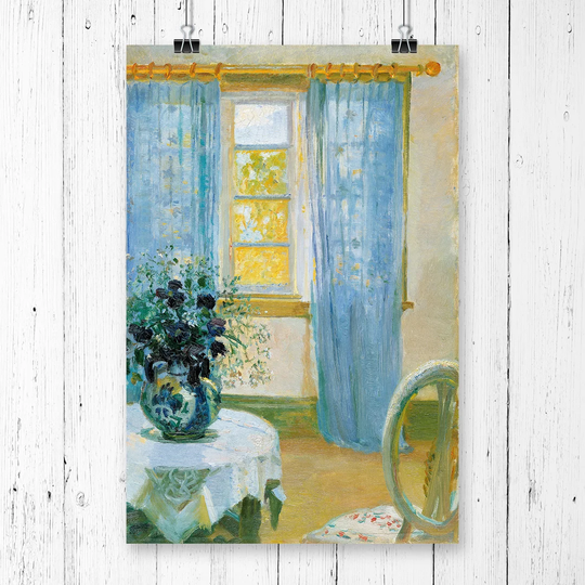 'Interior with Clemantis' by Anna Ancher Painting Print