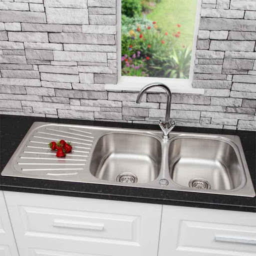 Sauber Stainless Steel Inset Double Kitchen Sink & Drainer