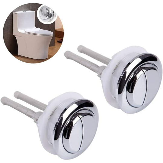 BETT 2 Pieces 48mm Double Push Button, Standard Replacement Toilet Flush Button, Chrome High Pressure Pumping Toilet Accessories, for Flush Toilet