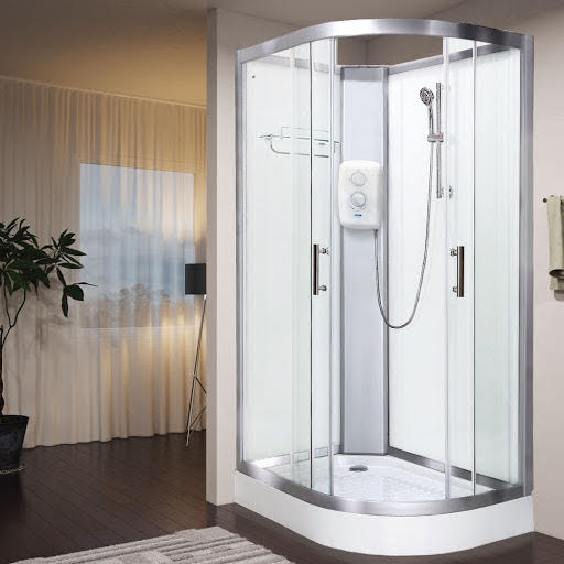 Vidalux Pure E Shower Cabin 1200 x 800mm with White Triton Electric Shower 8.5kW (Left Hand) - White