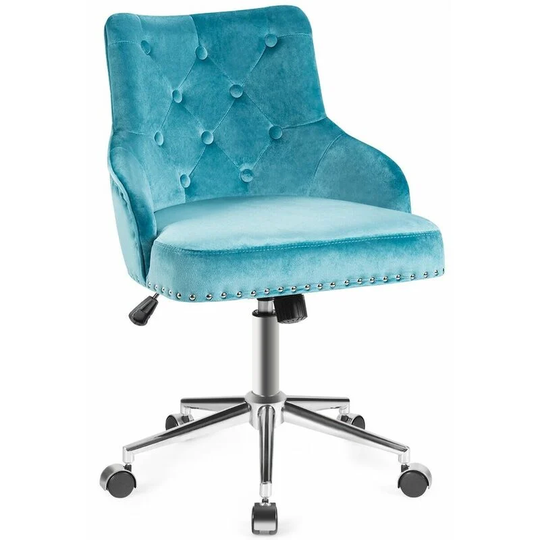 Adjustable Velvet Accent Armchair Upholstered Home Office Chair 360° Swivel