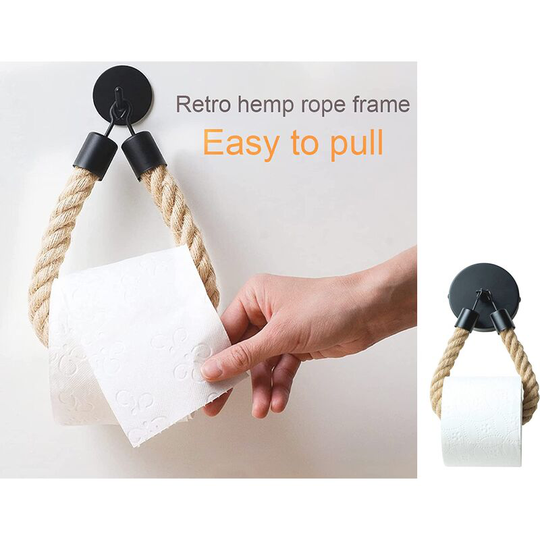 2pcs Vintage Toilet Paper Holder Rope Wall Mounted Toilet Paper Holder Hemp Rope For Paper Roll Bathroom Decor