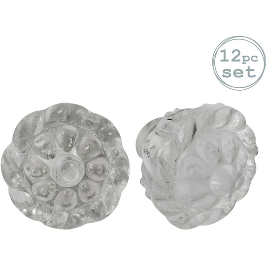 Glass Cabinet Knobs - Flower - Pack of 12 - Nicola Spring