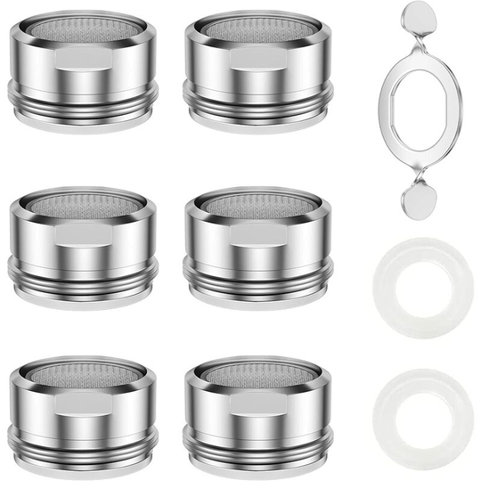 Faucet aerator M24, 6pcs Fauceur Water Sloven Broker Jet Material Breeze + 8 joints and 1 key of chrome aerator, for sink taps in the kitchen and