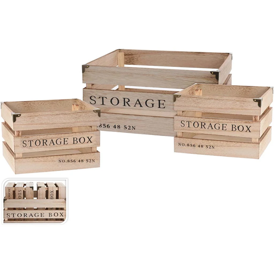 Wood 3 Piece Organiser Box Set