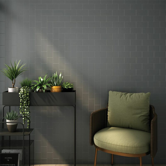 Rakceramics - rak Subway Metro Dark Grey Matt Ceramic Tiles Smooth Bathroom Kitchen 100x300mm - Grey