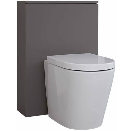 Milano - Oxley - Grey 600mm Bathroom Toilet wc Unit with Back to Wall Pan, Seat and Cistern