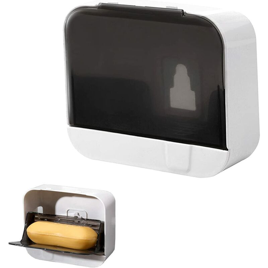1 Pack Soap Dish, Soap Box Holder, Soap Case, Soap Container with Wall Drain, for Shower, Bathroom, Kitchen, Keep Soap Dry, No Drilling, Adhesive