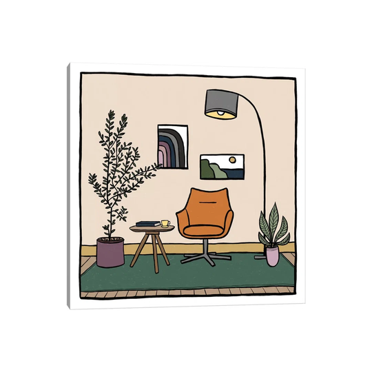 Living Room with Orange Armchair by Alisa Galitsyna - Wrapped Canvas Graphic Art