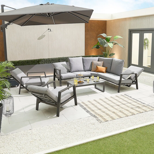 Enna Reclining Corner Sofa Set With 2 X Lounge Chair - Grey