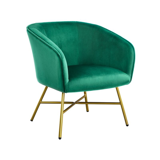 Modern Accent Chair Soft Velvet Tub Chair Side Armchair Sofa Lounge Upholstered Back Sturdy Metal Legs for Living Room Cafe Home, Green - green