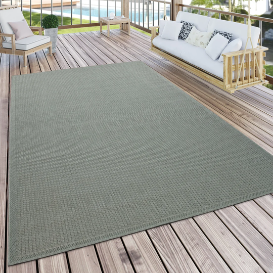 Eloy Terrace and Balcony Kitchen Modern Power Loom Green Outdoor Rug