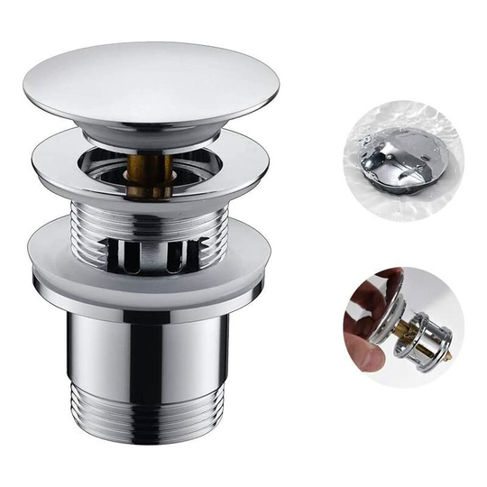Gift - Basin Drain with Basket Strainer Pop Up Waste System Chrome Drain with Overflow Basin Drain