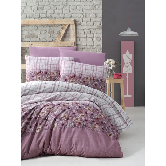 Yuri Rose/White/Brown/Orange Cotton 145 TC Modern & Contemporary Duvet Cover Set