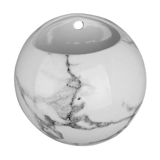 Globe Marbled Ceramic Wall Planter White