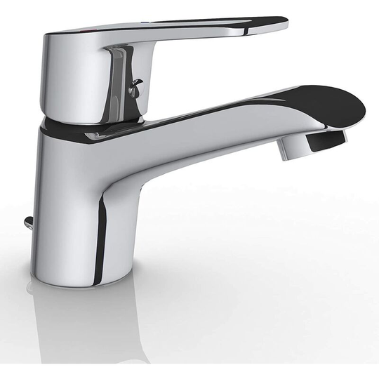 Brass basin tap, chrome. Bathroom faucet, cold and hot water, classic bathroom faucet, single lever basin mixer