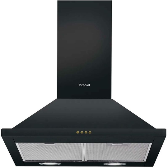 Hotpoint 60cm Cooker Hood Kitchen Extractor Fan In Black - PHPN6.4FLMK