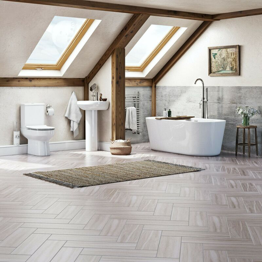 Wharfe complete freestanding bath suite with taps and wastes 1700 x 800 - White - Orchard