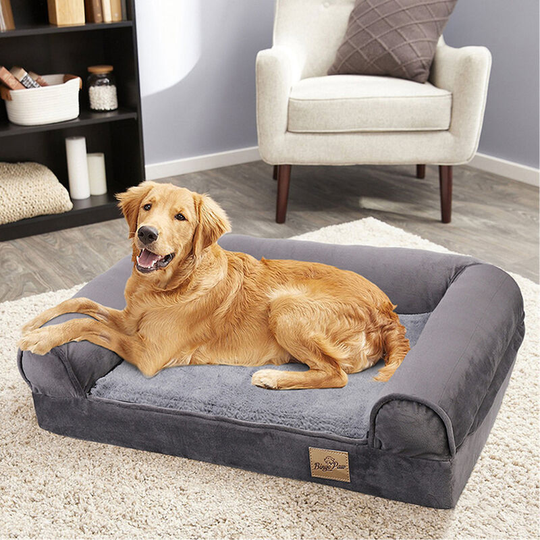 Traditional Large Dog Bed Pet Cuddler Couch Lounger Removable Cover - Grey - Size l