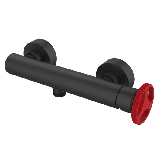 Shower Mixer Tap Sink Faucet Black Finishing With Red Handle Industrial Design