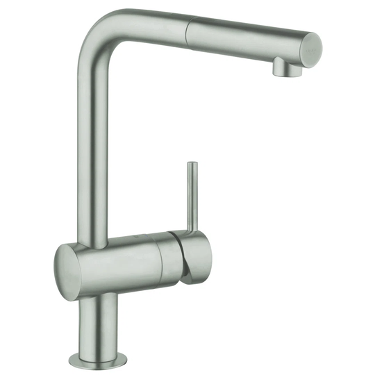 GROHE Minta kitchen tap, 360° swivel range, pull-out spray head, GROHE StarLight, L-spout 32168000