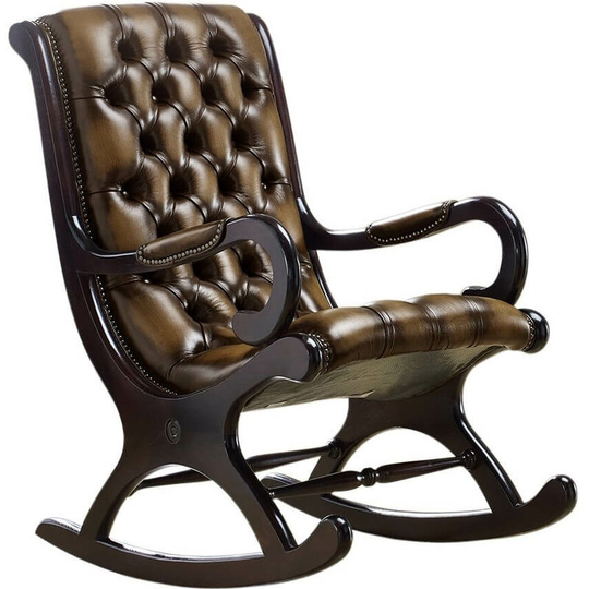 Chesterfield York Slipper Rocking Armchair Antique Tan Leather