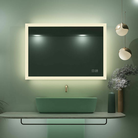 Miqu - 600 x 800mm Led Bathroom Mirror Illuminated Backlit Light Up Mirror Daylight Warm Light Dimmable Anti Fog Switch Horizontal/Vertical Wall