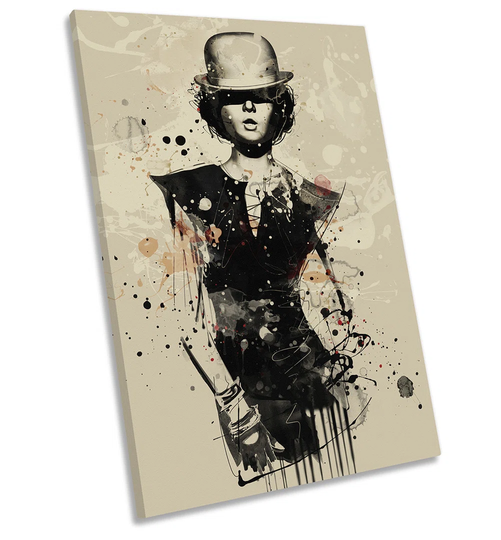 Fashion Grunge Woman Picture CANVAS WALL ART Portrait Print Beige