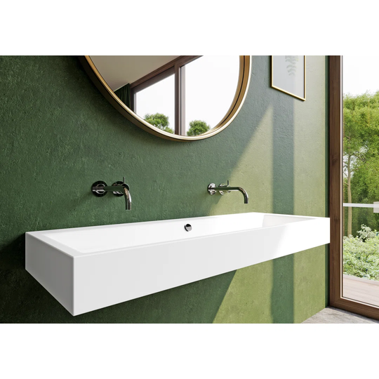 Alpine White Steel Enamel Rectangular Countertop Bathroom Sink