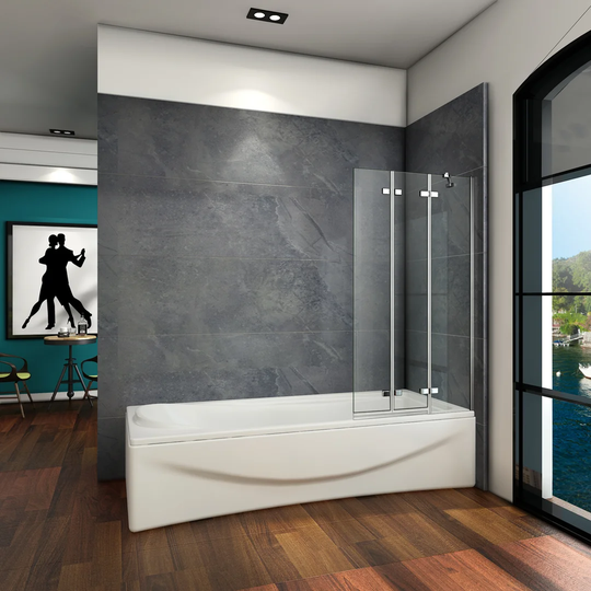 100X140cm bath screen 3pcs. Bathtub folding screen 6Mm glass shower enclosure
