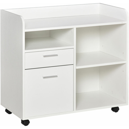 Vinsetto - Filing Cabinet Mobile Printer Stand w/ Adjustable Storage Shelf, White - White