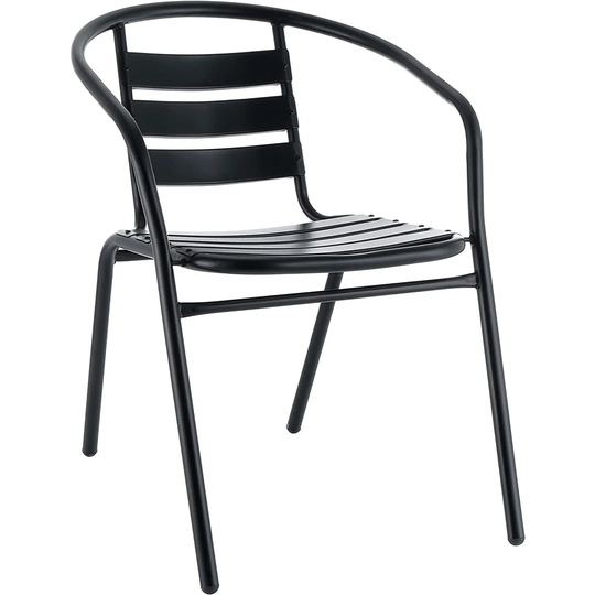 Barons Home Garden Chairs, Garden Outdoor Chairs, Terrace, Balcony, Veranda, Pool, Metal, Stimpable Chairs, Black Color, 1 Piece 56X55x75 Cm
