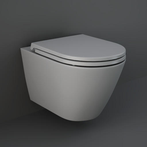 RAK Feeling Rimless Wall Hung Toilet Pan & Soft Close Toilet Seat - Matt Grey