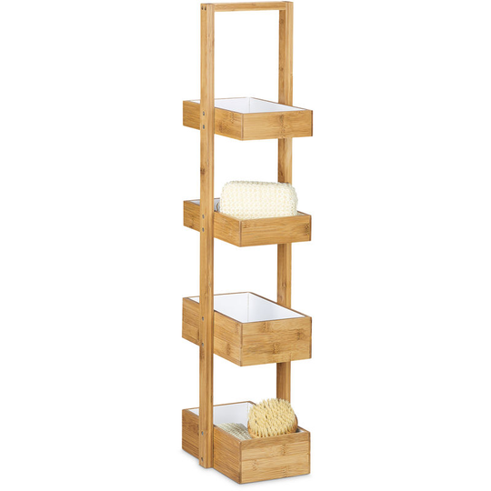 Bamboo Bathroom Caddy Size: 88.5 x 25.5 x 18.5 cm Practical Bathroom Shelves w/ 4 Compartments Basket Bamboo Butler Box Storage of Natural Wood for