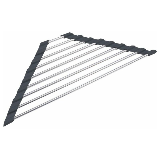 Perlerare - Dish Rack, Dish Rack, Draining Mat, Stainless Steel Triangular Folding Dish Rack for Kitchen Sink - Non-Slip, Black