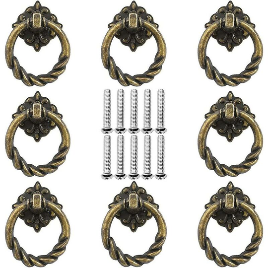 Antique Cabinet Knob, 8pcs Drawer Pulls, Door Drawer Handle, with 10 Screws, for Furniture, Cabinet, Dresser, Door, Cabinet Knob, Wardrobe (Bronze)