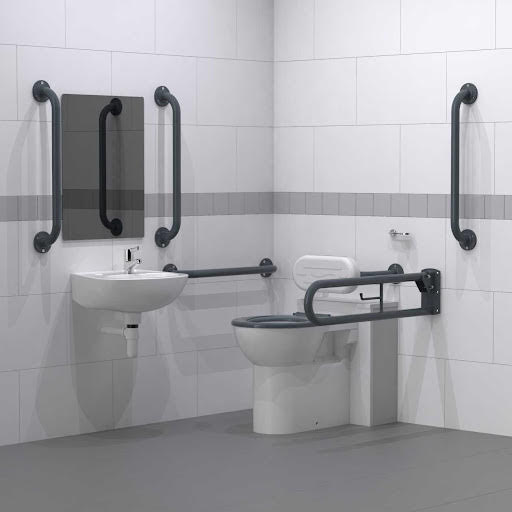 Nymas NymaPRO Back to Wall Doc M Toilet Pack with Dark Grey Concealed Fixings Grab Rails DM800KC/DG
