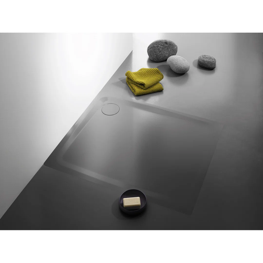 SUPERPLAN PLUS mit Wannentrager 1100 x 900 mm Steel Enamel Shower Tray - Black